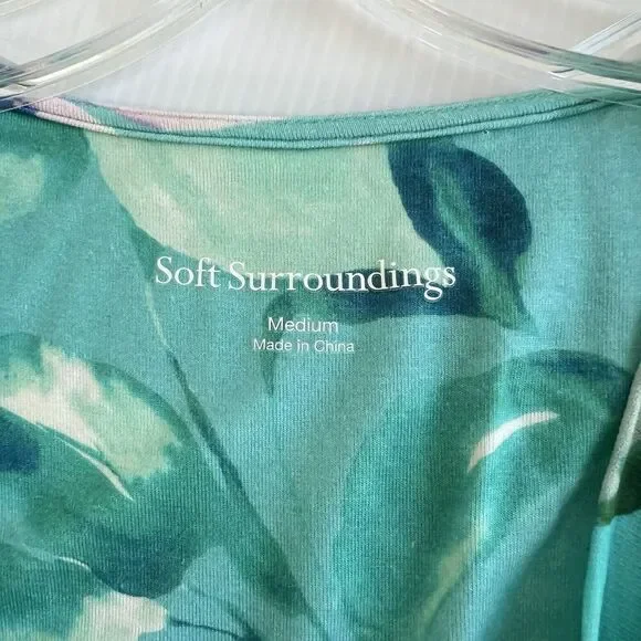 Soft Surroundings Floral Jersey Maxi Dress Womens M Blue Short Sleeve V Neck - Picture 7 of 10